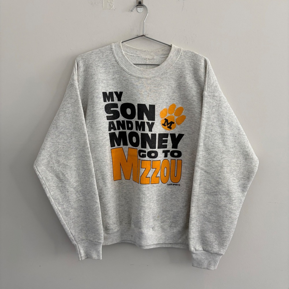 Vintage Tiger Spirit Mizzou University of Missouri Sweatshirt Gray XL